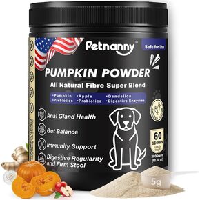 Petnanny Pumpkin Powder for Cats & Dogs, Anal Gland Health Fiber Supplement Stop Scooting with Inulin, Probiotics & Enzymes to Support Firm Stools, Digestive Comfort, Relieve Diarrhea & Constipation in Kuwait