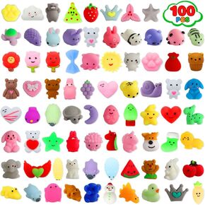 100 Pack Squishies Toys, Tiny Mochi Squishy Fidget Toys Random Bulk Party Favors for Kids 4- 8 8-12 Goodie Bag Pinata Stocking Stuffers Classroom Prizes Treasure Box Egg Fillers Girls in Kuwait
