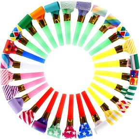 100 PCS Party Horns Blowers, Funny Birthday Blowouts, Party Whistles Noisemakers for Christmas, New Year, Birthday, Parties Favors Supplies in Kuwait