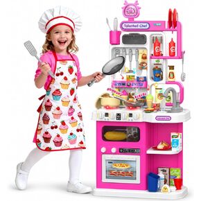 36.2'' Kids Kitchen Playset, Play Kitchen for Kids Ages 3-8 with Steam in Kuwait