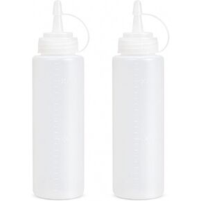 CHILDHOOD 8 oz Squeeze Squirt Condiment Bottles with Cap - Transparent Plastic - for Ketchup Salad dressing Mustard Olive Oil set of (2) in Saudi Arabia