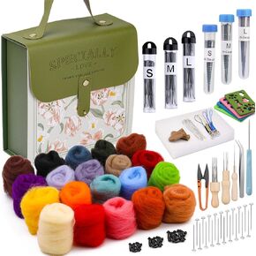 Mayboos Needle Felting Kit, Wool Roving 20 Colors Set, 132 Pcs Needles Wool Felting Needles Supplies Wool Felting Kit Felt Molds with Portable Storage Box in Saudi Arabia