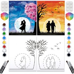 2 Pack Paint Party Kit Adults Pre Drawn Canvas Couples Date Night in Saudi Arabia