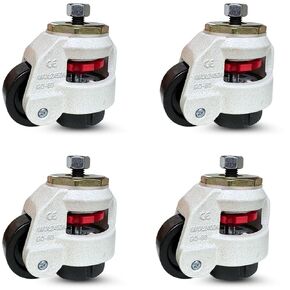 CasterHQ Wheel Master - Retractable Leveling Machine Stem Casters - 4 Pack - 2,400 lbs Per Set - Threaded Stem Version - 12MM Bolts/Hardware Included in Kuwait