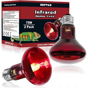 LUCKY HERP Infrared Heat Lamp 100W 2 Pack，Reptile & Amphibian Basking Spot Light Bulbs, Red Heat Lamp Bulbs for Reptiles, Bearded Dragon, Turtle, Lizard, Snake, Chicken in Kuwait