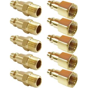 10PCS 1/4 Inch NPT Male Industrial Air Hose Quick Connect Plug Brass Finish Air Compressor Pneumatic Coupler Fitting Adapter in Saudi Arabia