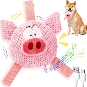 Interactive Moving Dog Toy, Rechargeable Jumping Plush Squeaky Dog Toy with Recording & Music Modes, Automatic Self-Play Toy for Small Medium Large Dogs to Relieve Anxiety & Boredom in Kuwait