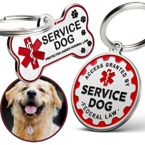 Engraved Personalized Service Dog Tag - Stainless Steel Custom ID Tags for Service Dogs - Essential Therapy Pet Name Badge for Collars, Vests, Harnesses - for Most Breeds, Small to Large in Kuwait