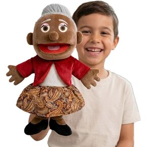 Black Boy Hand Puppet African American Son Brother Plush Puppets Working Mouth 16inch 3D Soft Stuffed Character Toy Toddler Kids Preschool Early Education Imaginative Play Story Birthday Gift in Kuwait