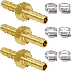 Joywayus 5/8" Hose Barb Hex Union Brass Fitting Water/Fuel/Air with 6 Stainless Steel Clamps (Pack of 3) in Saudi Arabia