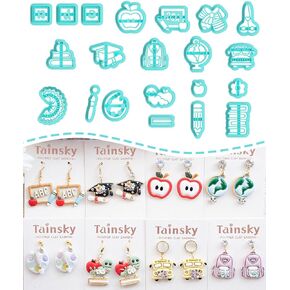 Tainsky Library Polymer Clay Cutters, 20 Shapes for Back to School Earrings in Kuwait