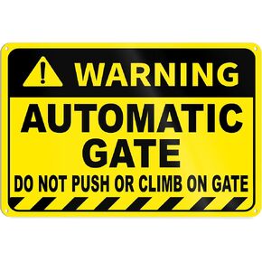 Automatic Gate Sign with Protective Transparent Shipping Film - 8x12 Aluminum Do Not Push or Climb on Gate Warning Sign for Home, Office, Business in Kuwait