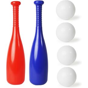 Boley 6-Piece Toy Baseball Set for Kids & Toddlers - 2 Soft Plastic Baseball Bats Measuring 15" in Length Each and 4 Balls - Perfect Indoor & Outdoor Sport Game - Safe & Durable - Ages 2 and up in Kuwait