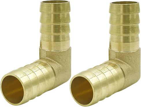Brass 3/8" Hose Barb Elbow 90 Degree L Right Angle Barbed Fitting Water Fuel Air (Pack of 2) in Kuwait