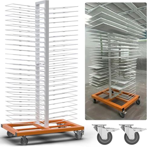 50-Shelf Cabinet Door Paint Drying Rack - Heavy Duty Steel Mobile Stand, 1500 LBS Total Capacity (30 LBS/Tier) - Woodworking & Art Studio in Saudi Arabia