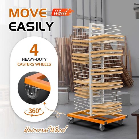 50-Shelf Cabinet Door Paint Drying Rack - Heavy Duty Steel Mobile Stand, 1500 LBS Total Capacity (30 LBS/Tier) - Woodworking & Art Studio in Saudi Arabia