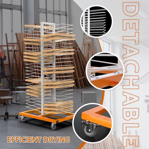 50-Shelf Cabinet Door Paint Drying Rack - Heavy Duty Steel Mobile Stand, 1500 LBS Total Capacity (30 LBS/Tier) - Woodworking & Art Studio in Saudi Arabia