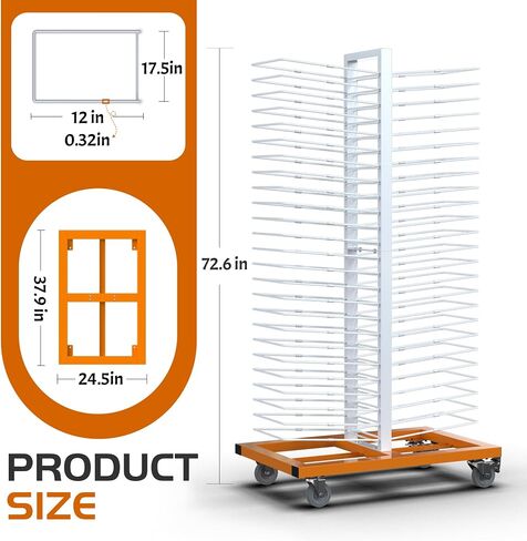50-Shelf Cabinet Door Paint Drying Rack - Heavy Duty Steel Mobile Stand, 1500 LBS Total Capacity (30 LBS/Tier) - Woodworking & Art Studio in Saudi Arabia