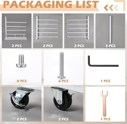 Colingmill 1 Pack 15 Tier Cabinet Doors Paint Drying Rack with Casters 16 in Rods 20 in Base White Powder Coated 15lbs/Shelf Iron Detachable Crossbars Space Saving for Painted Wood Panels Doors in Kuwait
