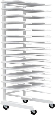 Colingmill 1 Pack 15 Tier Cabinet Doors Paint Drying Rack with Casters 16 in Rods 20 in Base White Powder Coated 15lbs/Shelf Iron Detachable Crossbars Space Saving for Painted Wood Panels Doors in Kuwait