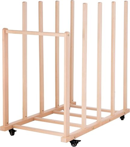 Large Art Drying Rack with Four Caster Wheels, Wooden Canvas Storage Stand in Kuwait