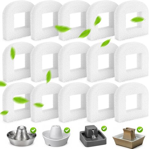 20 Pack Pet Fountain Filters Replacement Set, 10 Carbon Filters & 10 Foams in Kuwait