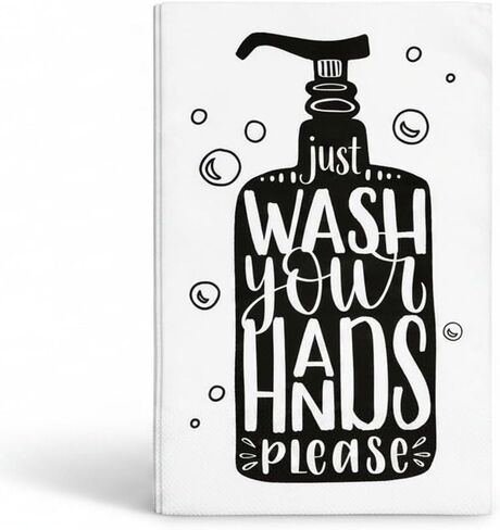 100 Bathroom Etiquette Guest Napkins Disposable Paper Pack Just Wash Your Hands Please Dinner Hand Napkin for Powder Room Wedding Holiday Anniversary Birthday Party Bridal Baby Shower Decorative Towel in Kuwait