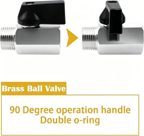 2pcs Mini Ball Valve 1/4" NPT Female x Male Thread,Heavy Duty Ball Valve Shut Off Switch with Polished Chrome Finish H-055-1/4NPT-1/4NPT in Kuwait