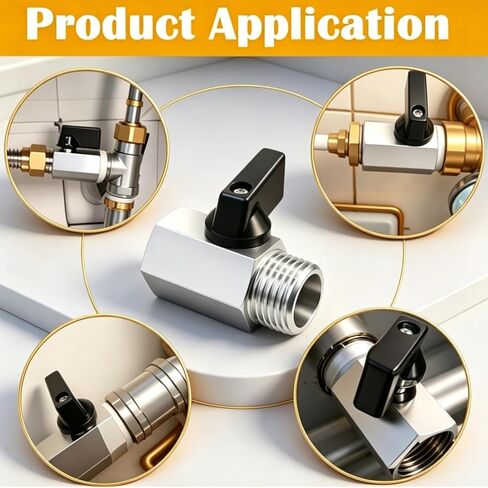 2pcs Mini Ball Valve 1/4" NPT Female x Male Thread,Heavy Duty Ball Valve Shut Off Switch with Polished Chrome Finish H-055-1/4NPT-1/4NPT in Kuwait