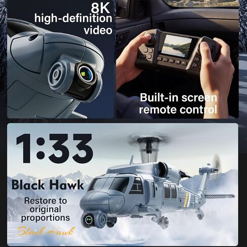 L2 RC Helicopter - Remote Control Helicopters for Adults with Camera,Drone, 8K Aerial Photography,1/33 Scale 2.4G 4CH Gyro Stabilized Aircraft with Hold & Optical Flow in Saudi Arabia