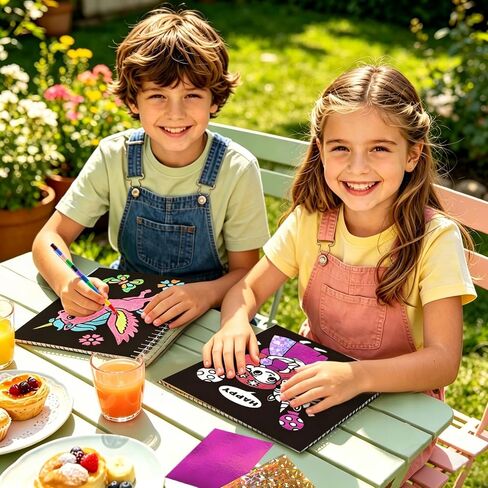 4-in-1 Art Kit for Kids, Foil Art, Scratch Art, Coloring & Watercolor in Kuwait