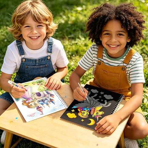 4-in-1 Art Kit for Kids, Foil Art, Scratch Art, Coloring & Watercolor in Kuwait