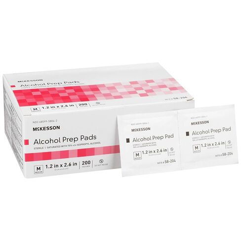 McKesson Alcohol Prep Pads, Sterile, Individual Packet, Medium, 200 Count, 20 Packs, 4000 Total in Kuwait