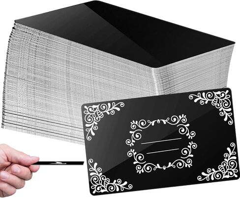 weparmeety 86 x 54 x 0.45 mm 40 Pcs Metal Engraving Blanks Aluminum Sheet Laser Engraving Business Card Multipurpose DIY Gift Cads (Black) in Kuwait
