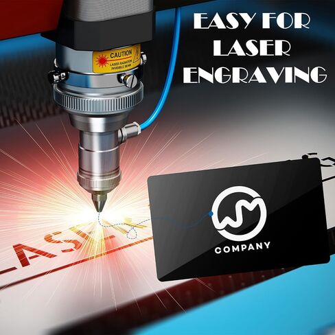 weparmeety 86 x 54 x 0.45 mm 40 Pcs Metal Engraving Blanks Aluminum Sheet Laser Engraving Business Card Multipurpose DIY Gift Cads (Black) in Kuwait