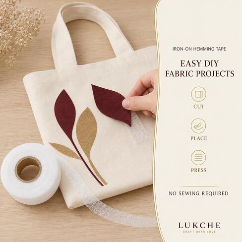 Iron-On Hemming Tape, 3/4 Inch x 110 Yards, Double-Sided Fusible Web for Pants, Jeans, Curtains and Fabric Crafts, No-Sew Washable Hem Adhesive, White in Kuwait