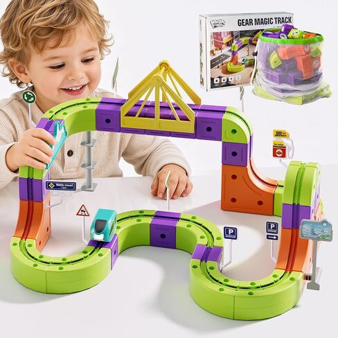 178Pcs Electric Train Set for Kids 3, Magic Rail Block Track, Storage Bag in Kuwait