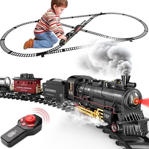 Hot Bee RC Train Set for Kids, Alloy Steam Locomotive with Cars and Tracks in Kuwait