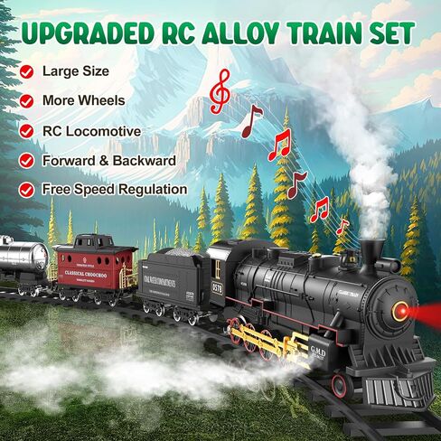 Hot Bee RC Train Set for Kids, Alloy Steam Locomotive with Cars and Tracks in Kuwait