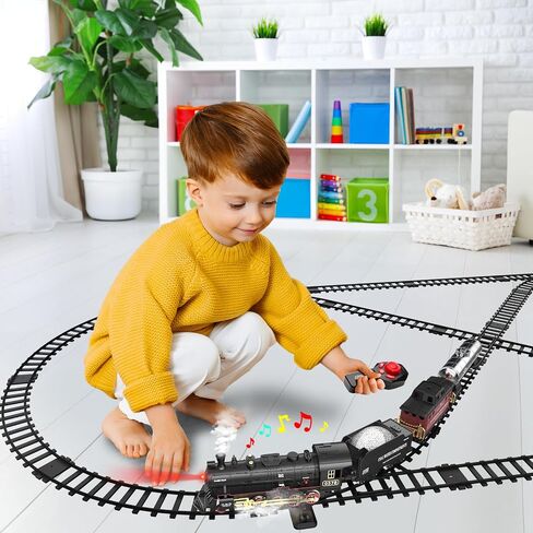 Hot Bee RC Train Set for Kids, Alloy Steam Locomotive with Cars and Tracks in Kuwait