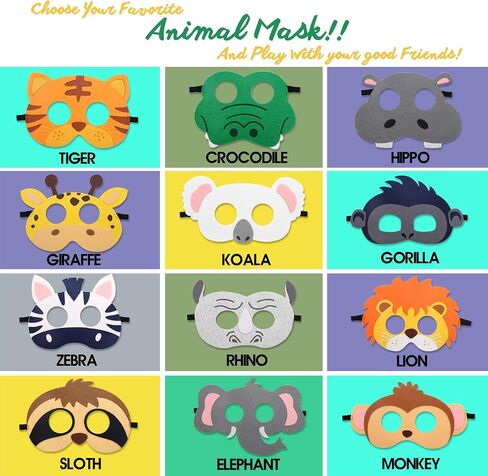 CiyvoLyeen Felt Animal Masks for Kids Safari Farm Forest Theme Party Favors in Kuwait