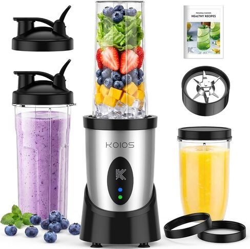 900W KOIOS Smoothie Blender, Personal Blender for Shakes and Smoothies with 2 BPA-Free 22 oz Portable Blender Bottles and To-Go Lids, Single Serve Mixer Blender for Juices Baby Food, Nutritious Recipe in Kuwait