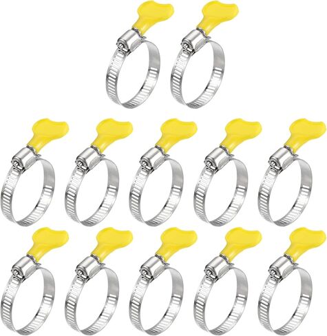 uxcell Worm Gear Hose Clamp, 12pcs 1/2" - 3/4" Key Type Adjustable Stainless Steel Hose Clamps with Plastic Handle for Securing Hose in Kuwait