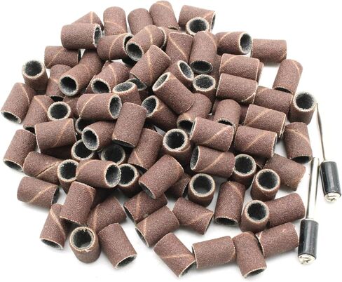 TEMO 100 pc 1/4 Inch Sand Drum Grit 60 Coarse with 2 pc 1/8 Inch Mandrel for Dremel Rotary Tools in Kuwait