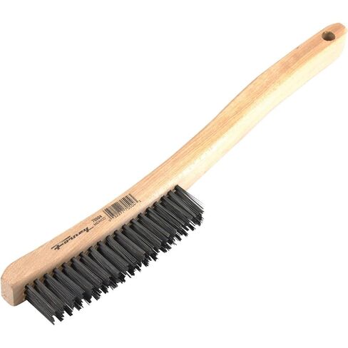 Forney 70504 Wire Scratch Brush, Carbon Steel with Curved Wood Handle, 13-3/4-Inch-by-.014-Inch in Kuwait
