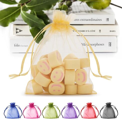ANZNKU 50 Pcs White Organza Bags 3×4'', Small Mesh Gift Bag with Drawstring in Kuwait