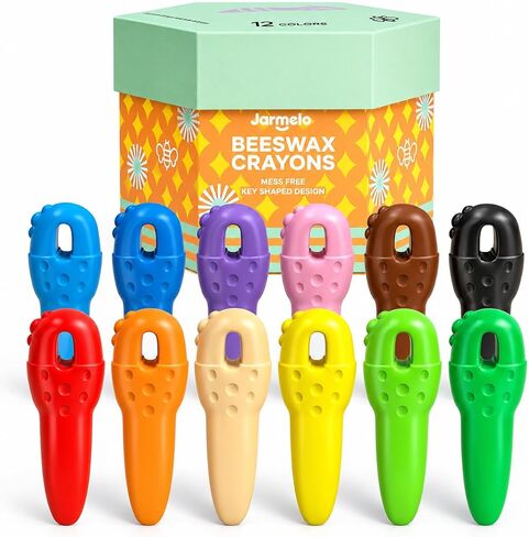 Mess Free Beeswax Crayons for Toddlers, 12 Colors, Washable Jumbo Crayons in Saudi Arabia