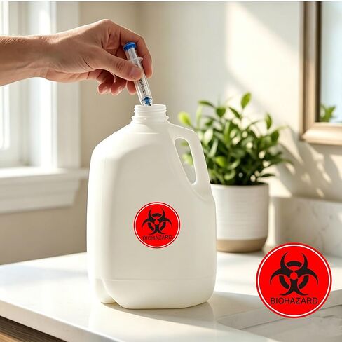 ملصقات Biohazard لافتة مقاس 2 بوصة مقاومة للماء للتحذير من المخاطر البيولوجية تستخدم للمختبرات والمستشفيات والصناعية - 250 قطعة تستخدم ملصقات رمز Biohazard العالمية in Kuwait