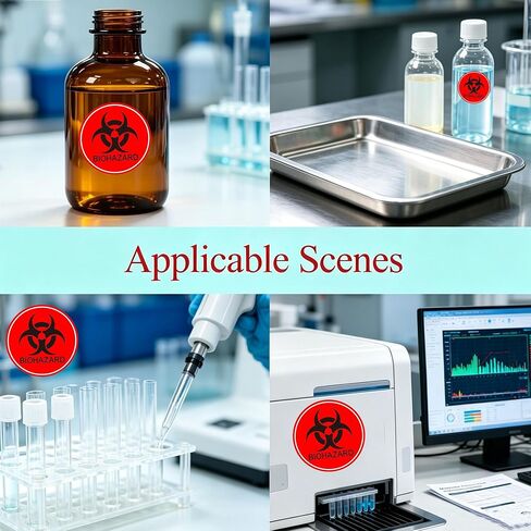 ملصقات Biohazard لافتة مقاس 2 بوصة مقاومة للماء للتحذير من المخاطر البيولوجية تستخدم للمختبرات والمستشفيات والصناعية - 250 قطعة تستخدم ملصقات رمز Biohazard العالمية in Kuwait