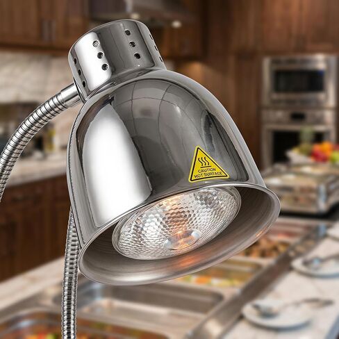Commercial Food Heat Lamp with Bulb Fried Food Warming Lamps Hot Food Warmer Lights for Buffet Bar Parties Catering (Silver(Single Head)) in Kuwait